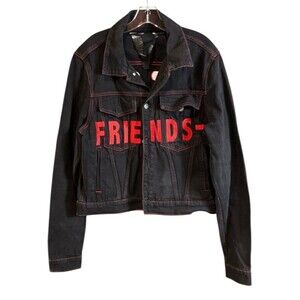 vlone denim Jean Jacket Friends Collection Black Red 100% Cotton Large